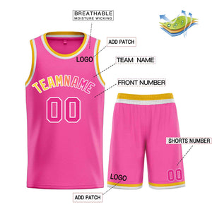 Maillot de basket-ball Bull, ensemble classique rose et blanc personnalisé