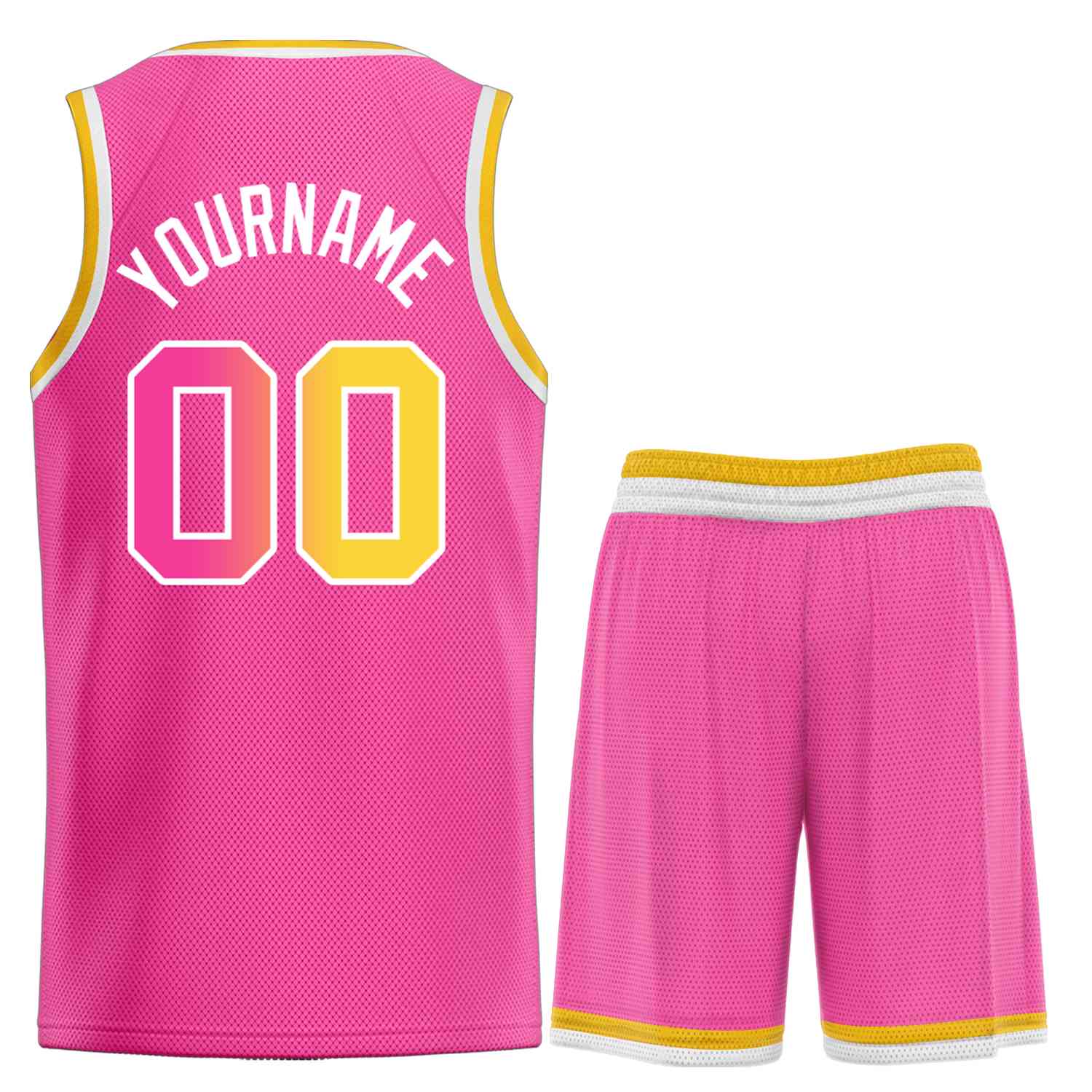 Maillot de basket-ball Bull, ensemble classique rose et blanc personnalisé