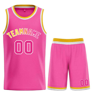 Maillot de basket-ball Bull, ensemble classique rose et blanc personnalisé