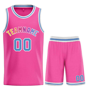 Maillot de basket-ball Bull personnalisé, ensemble classique rose poudre bleu-blanc