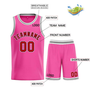 Maillot de basket-ball Bull personnalisé rose marron-noir, ensembles classiques