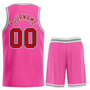 Maillot de basket-ball Bull personnalisé rose marron-noir, ensembles classiques