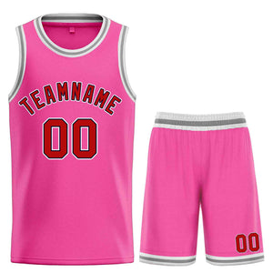 Maillot de basket-ball Bull personnalisé rose marron-noir, ensembles classiques