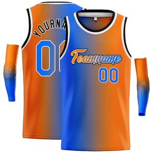 Custom Blue Orange Black-Orange Gradient Fashion Tops Heal Basketball Jersey
