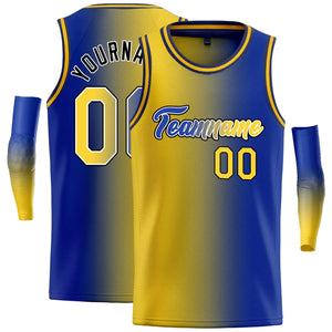 Maillot de basket-ball personnalisé jaune Royal noir-Royal dégradé, hauts à la mode, guérison