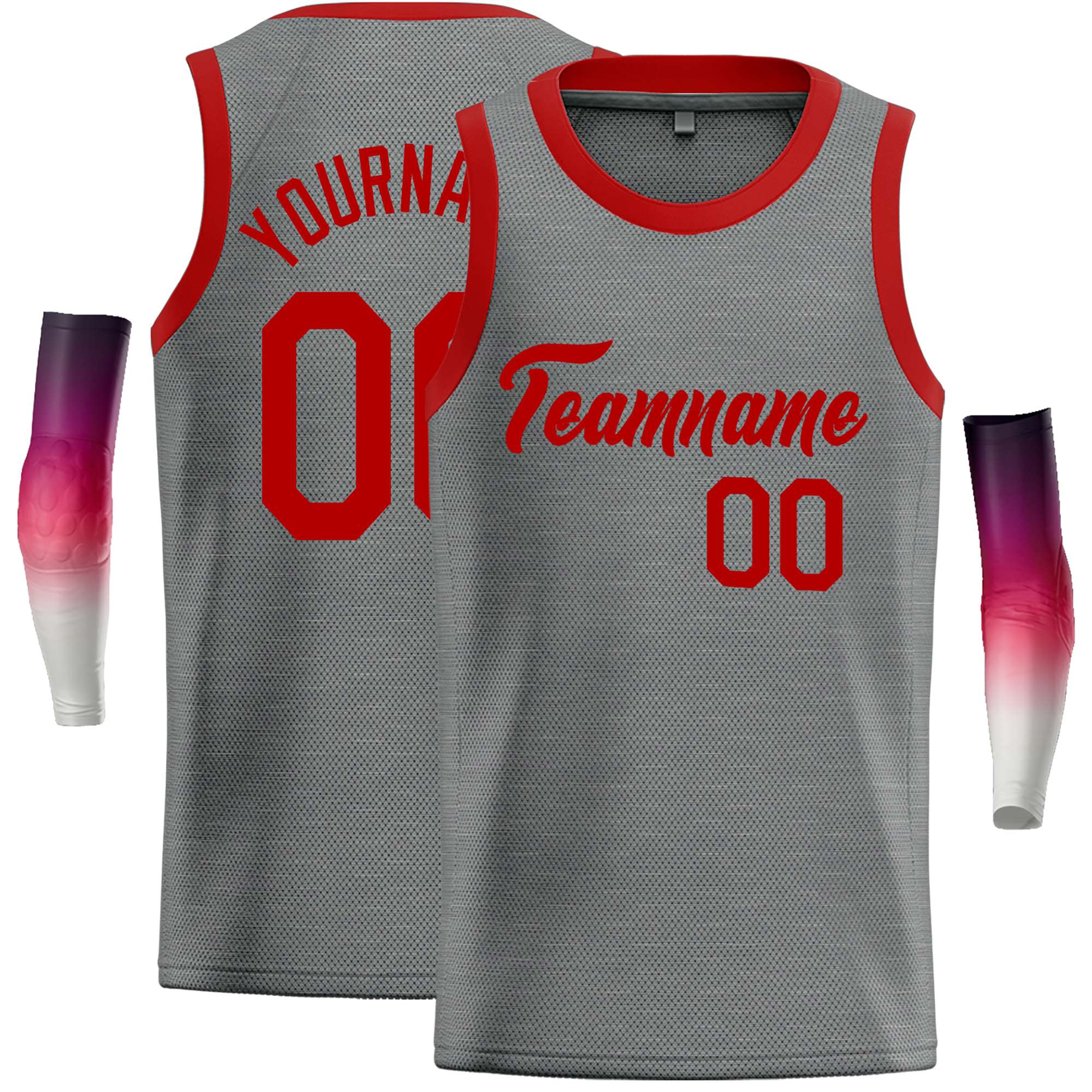 Custom Dark Gray Red Classic Tops Casual Basketball Jersey