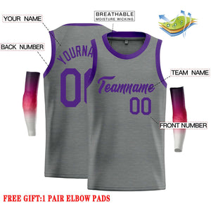 Maillot de basket-ball décontracté, haut classique violet gris foncé personnalisé