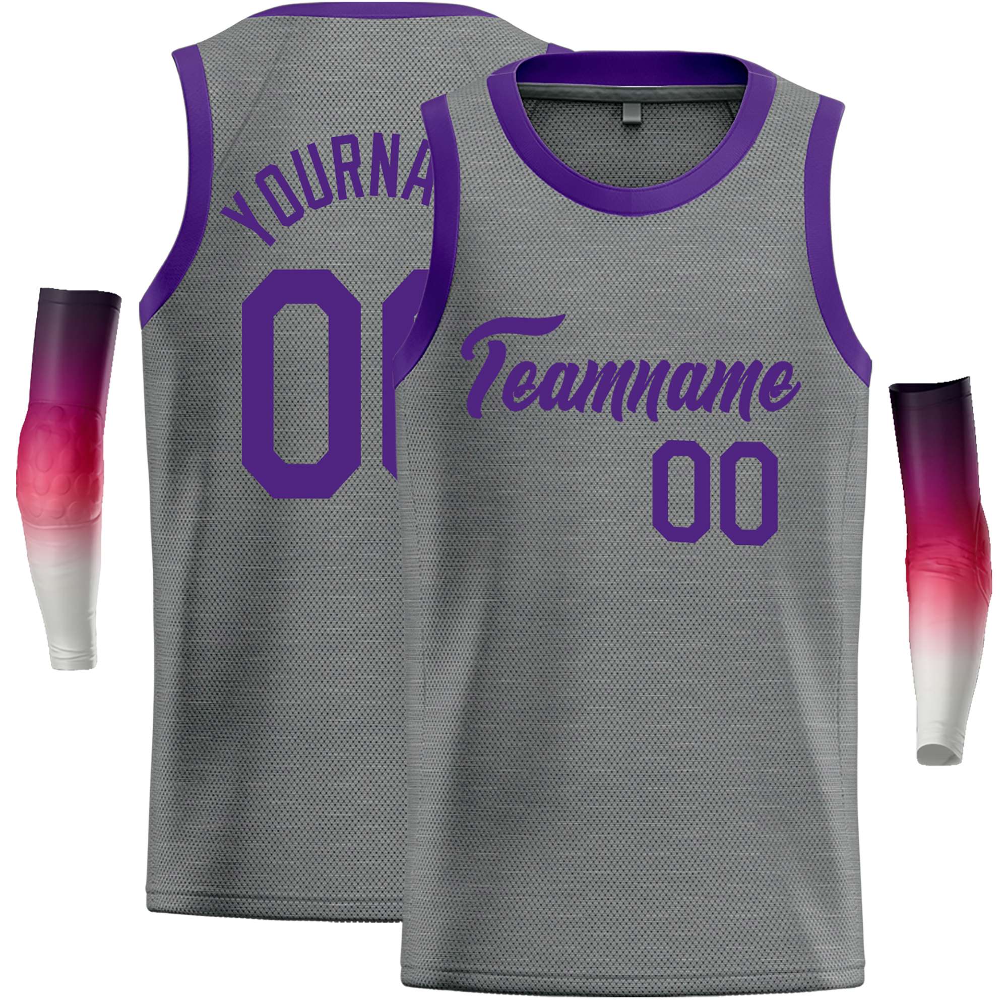 Custom Dark Gray Purple Classic Tops Casual Basketball Jersey