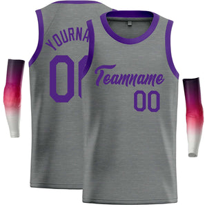 Maillot de basket-ball décontracté, haut classique violet gris foncé personnalisé