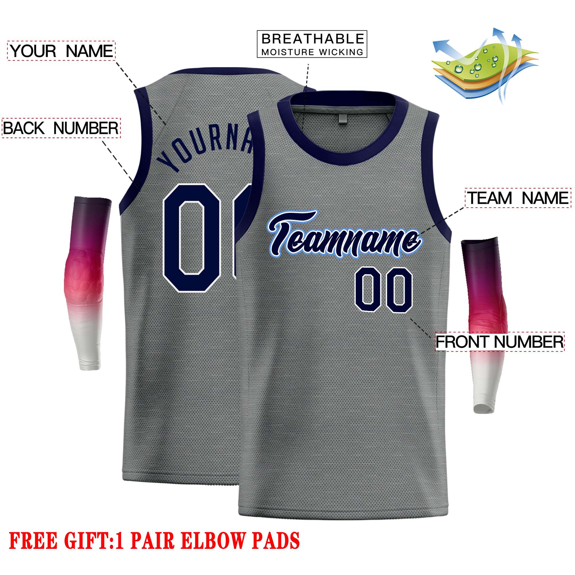 Custom Dark Gray Navy-White Classic Tops Casual Basketball Jersey