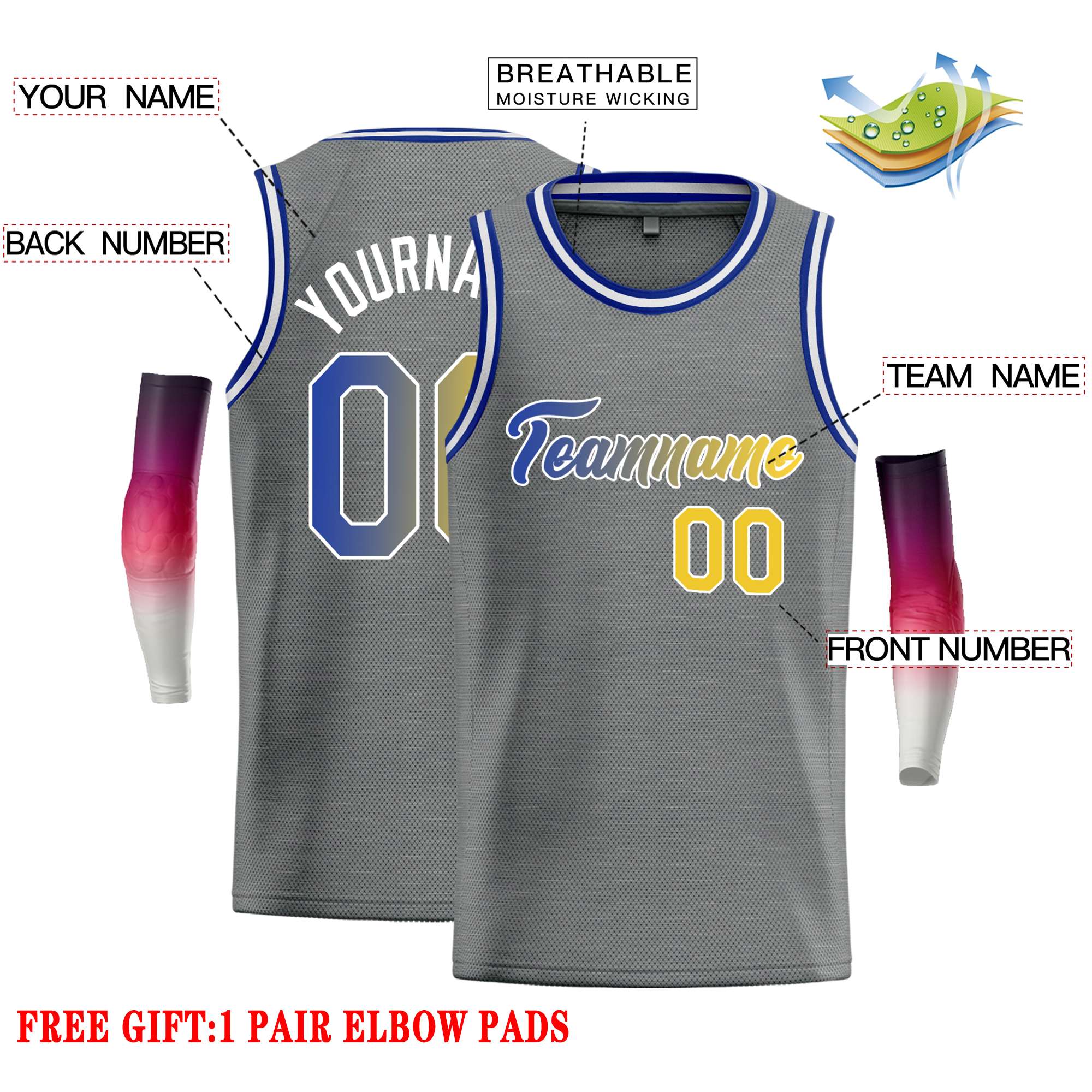 Custom Dark Gray Royal-White Classic Tops Casual Basketball Jersey