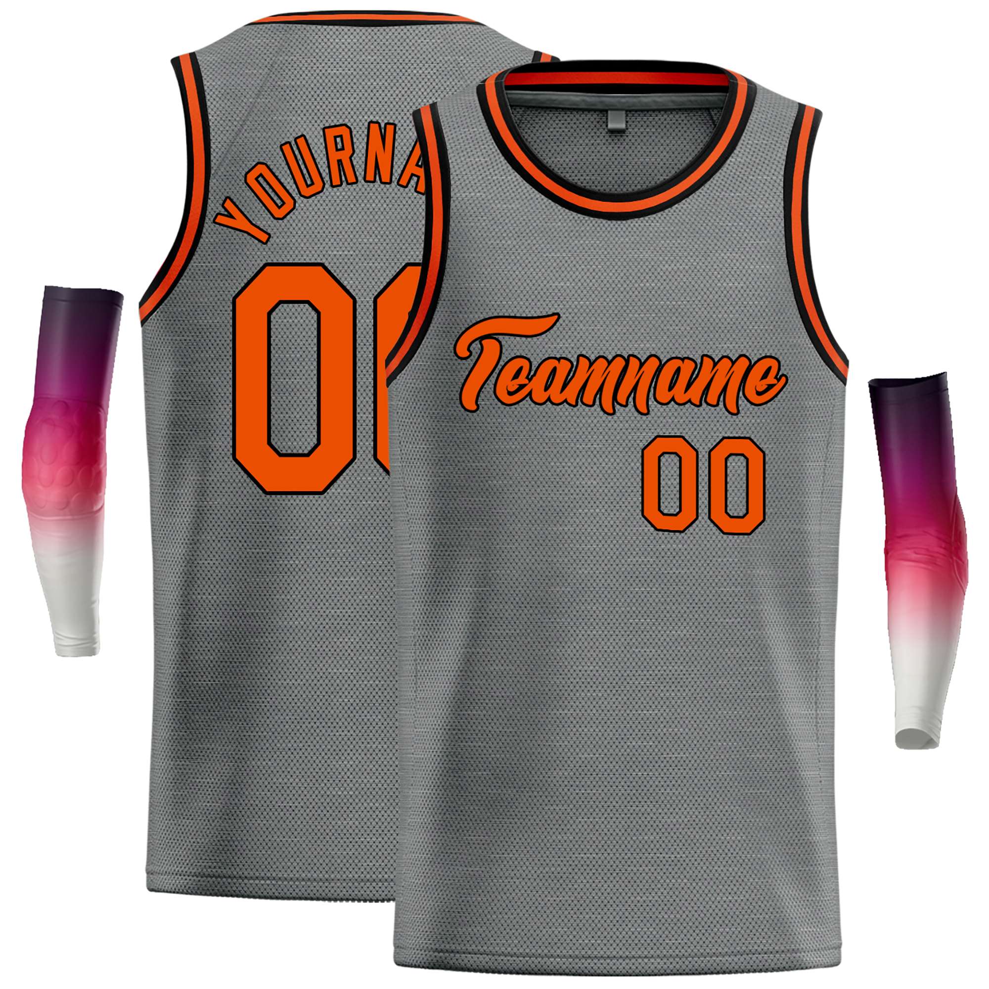 Custom Dark Gray Orange Classic Tops Casual Basketball Jersey