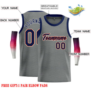 Custom Dark Gray Navy-Orange Classic Tops Casual Basketball Jersey