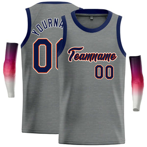 Custom Dark Gray Navy-Orange Classic Tops Casual Basketball Jersey