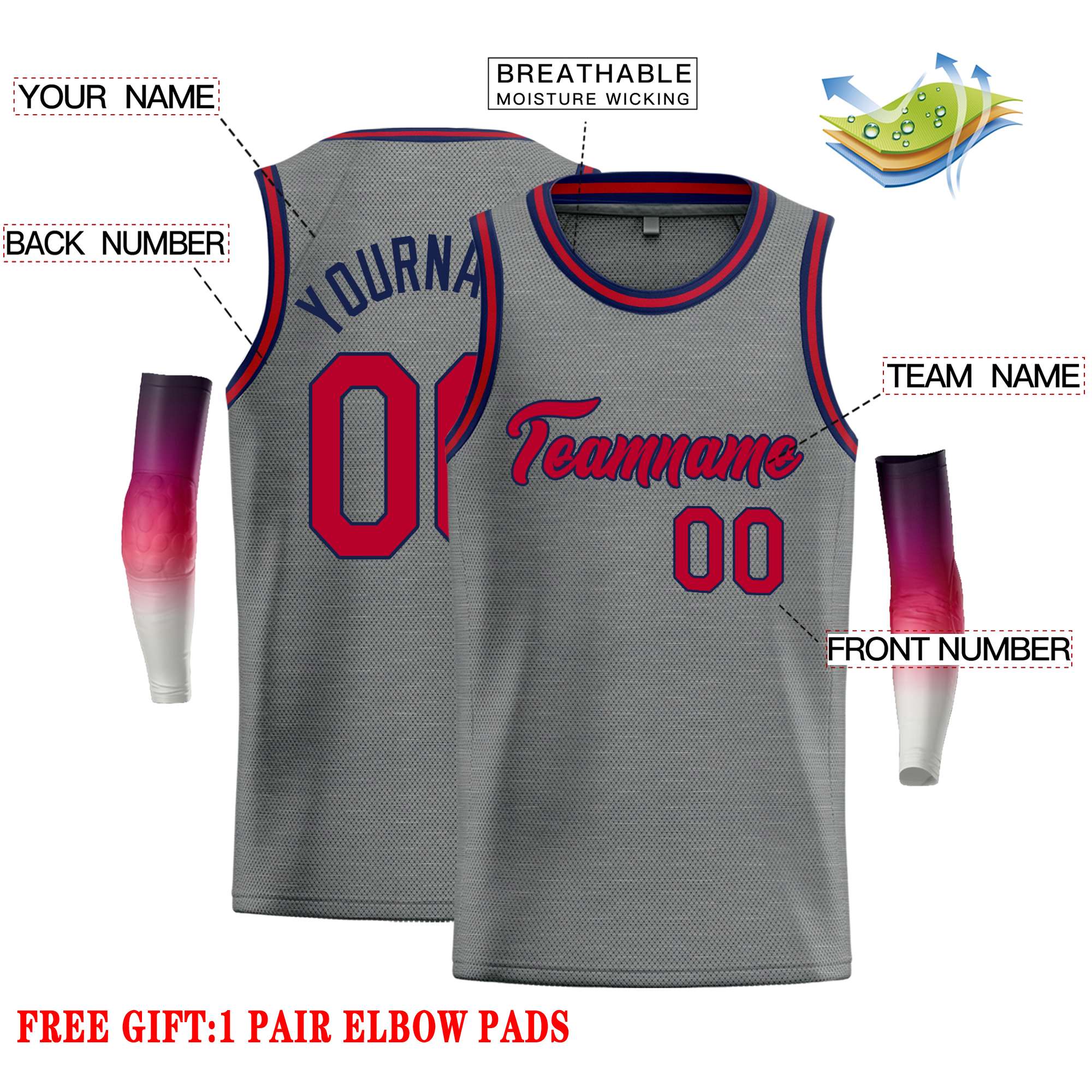 Custom Dark Gray Maroon-Navy Classic Tops Casual Basketball Jersey