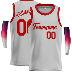 Maillot de basket-ball décontracté, haut classique rouge gris personnalisé