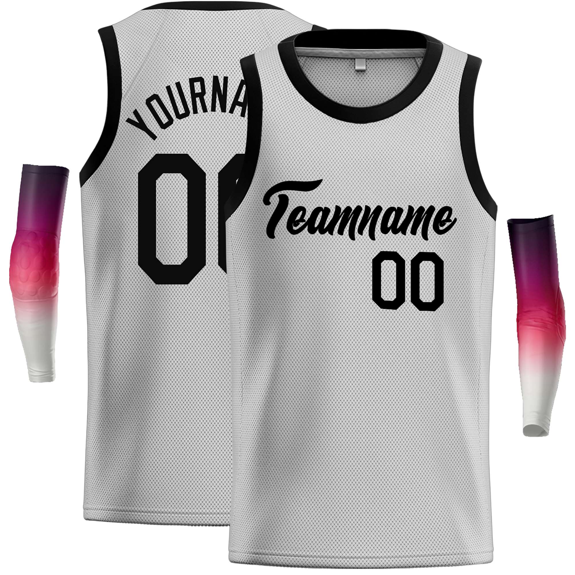 Maillot de basket-ball décontracté, haut classique gris noir personnalisé