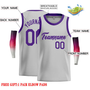 Custom Gray Purple Classic Tops Casual Basketball Jersey