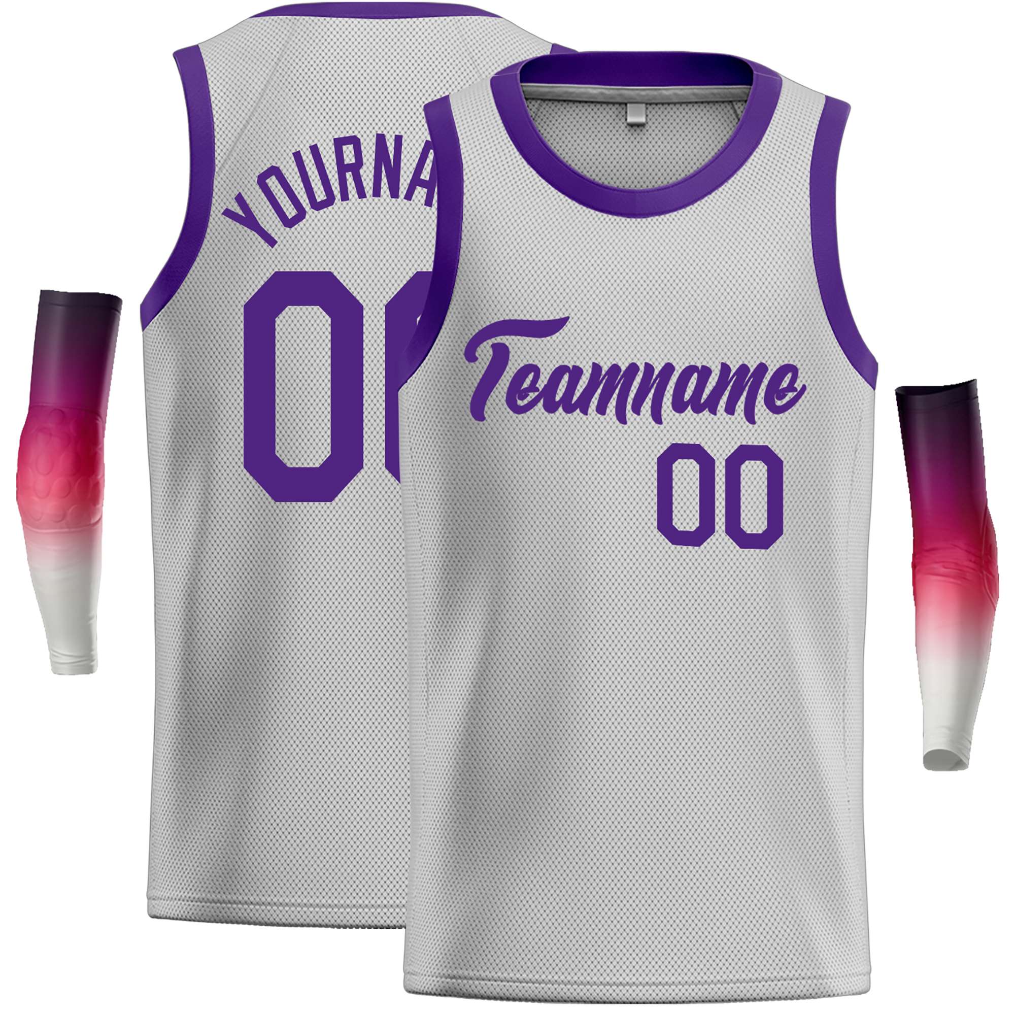 Custom Gray Purple Classic Tops Casual Basketball Jersey