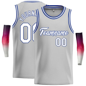 Custom Gray White-Royal Classic Tops Casual Basketball Jersey