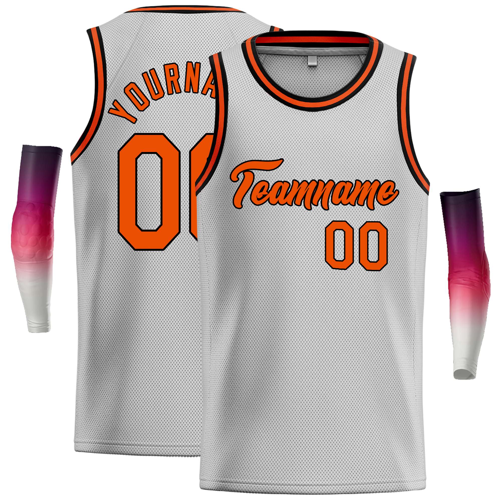 Custom Gray Orange-Black Classic Tops Casual Basketball Jersey