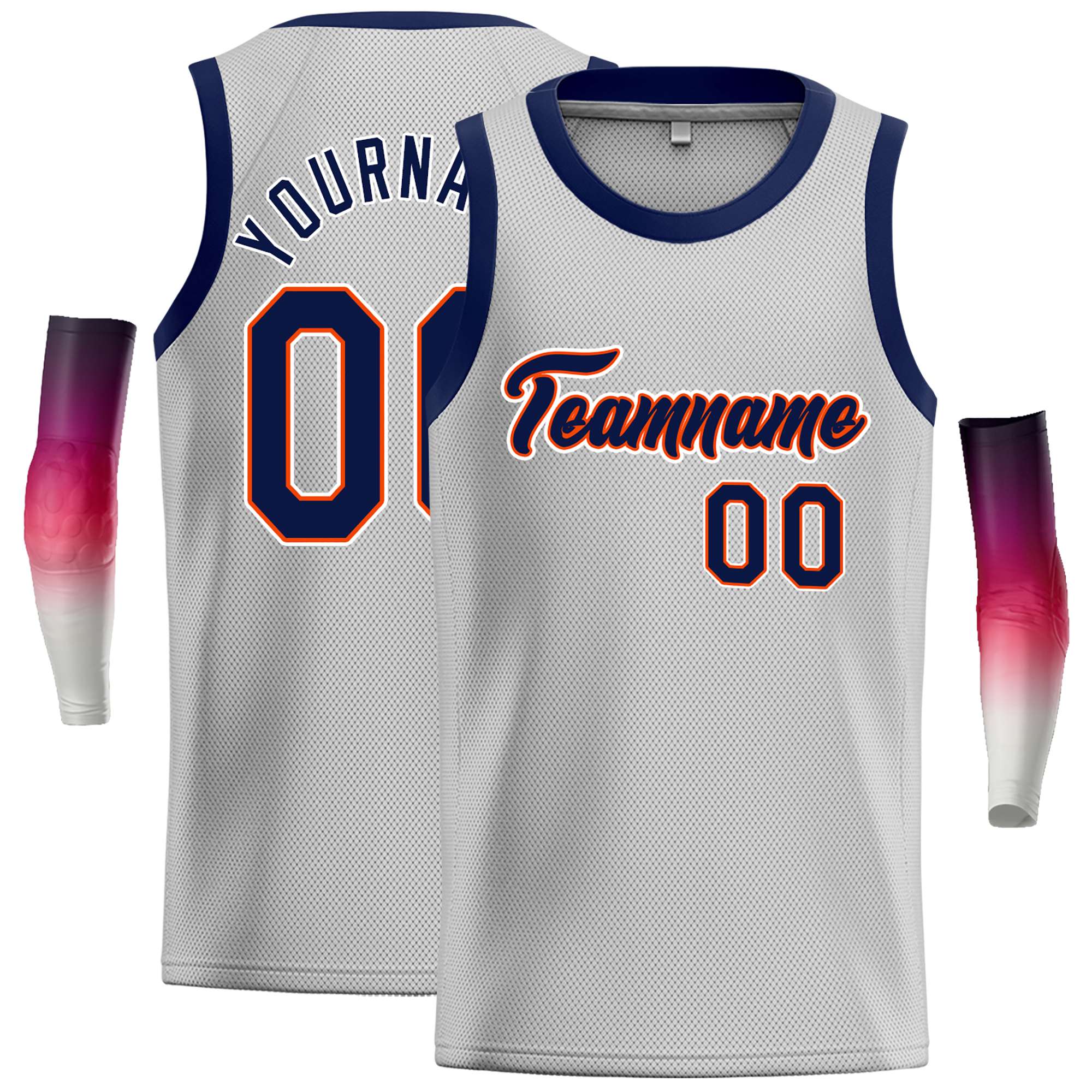 Custom Gray Navy-Orange Classic Tops Casual Basketball Jersey