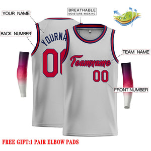 Custom Gray Maroon-Navy Classic Tops Casual Basketball Jersey