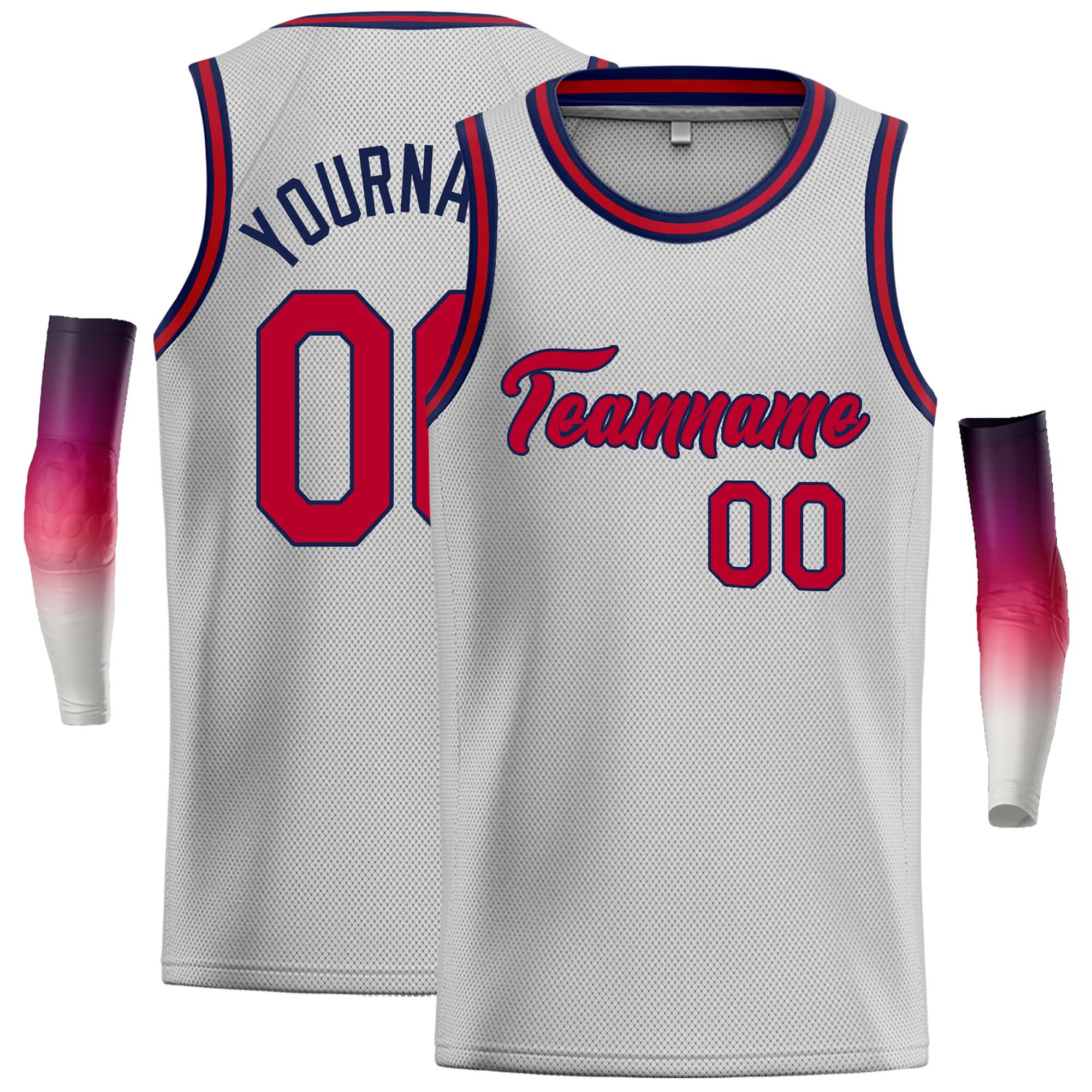 Custom Gray Maroon-Navy Classic Tops Casual Basketball Jersey