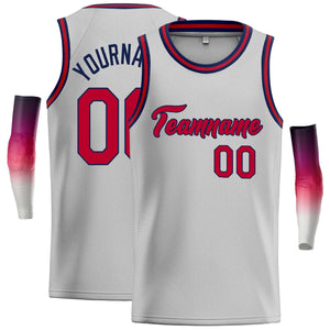 Custom Gray Maroon-Navy Classic Tops Casual Basketball Jersey