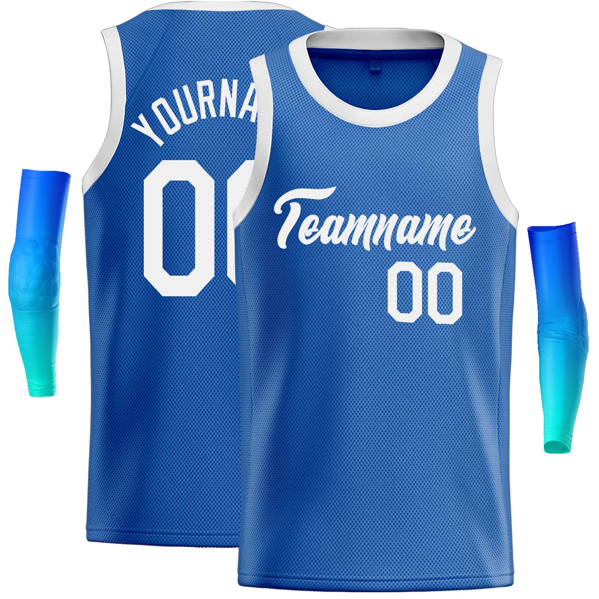 Maillot de basket-ball décontracté, personnalisé, bleu et blanc, hauts classiques