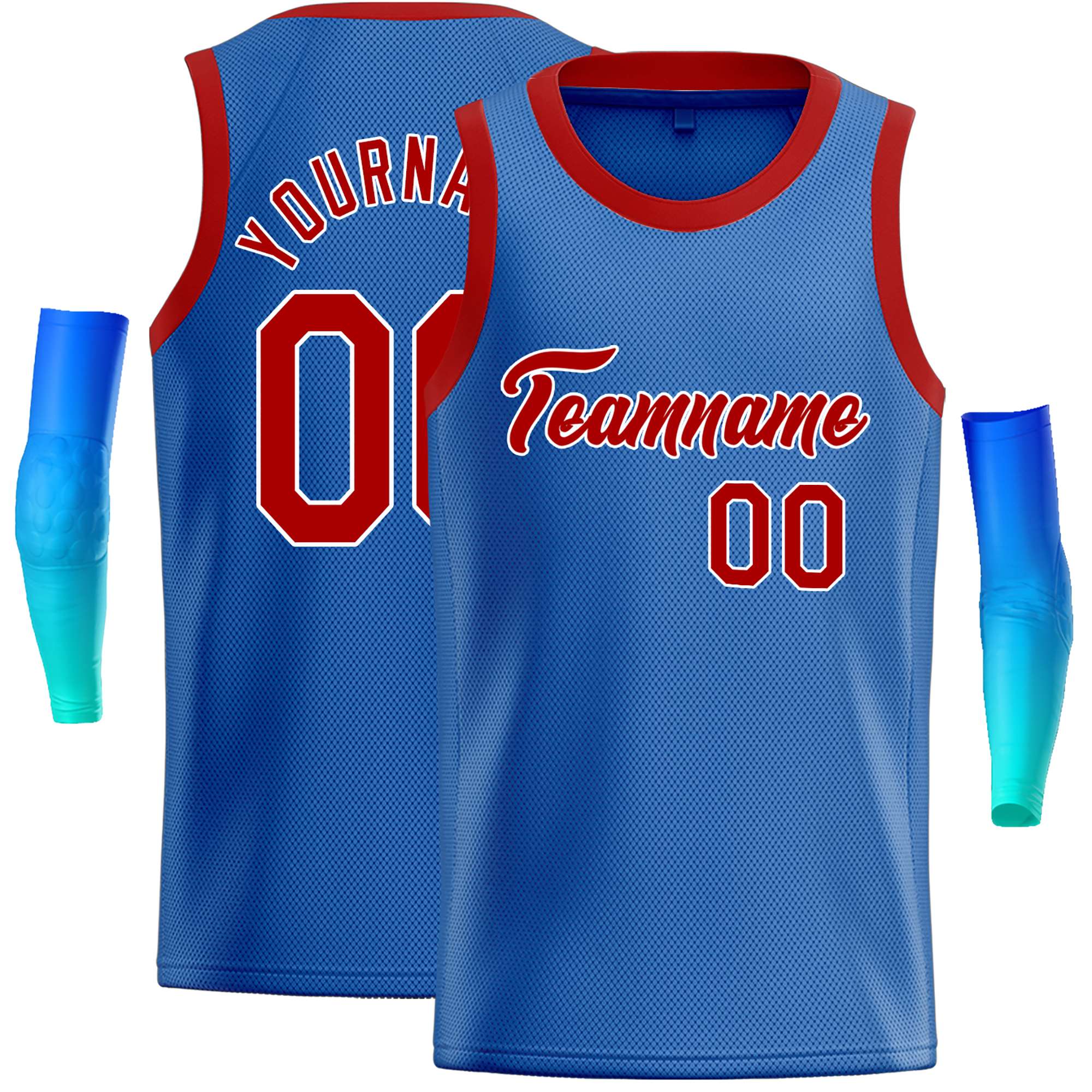 Maillot de basket-ball décontracté, personnalisé, bleu, rouge et blanc, hauts classiques