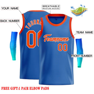 Custom Blue Orange-White Classic Tops Casual Basketball Jersey