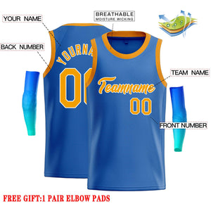 Custom Blue Yellow-White Classic Tops Casual Basketball Jersey