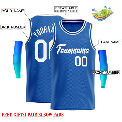 Custom Blue White Classic Tops Casual Basketball Jersey