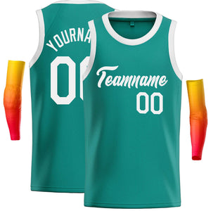 Custom Teal White Classic Tops Casual Basketball Jersey