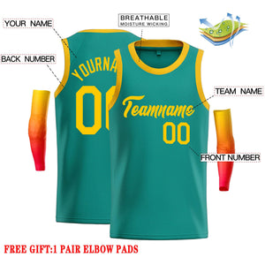 Custom Teal Yellow Classic Tops Casual Basketball Jersey