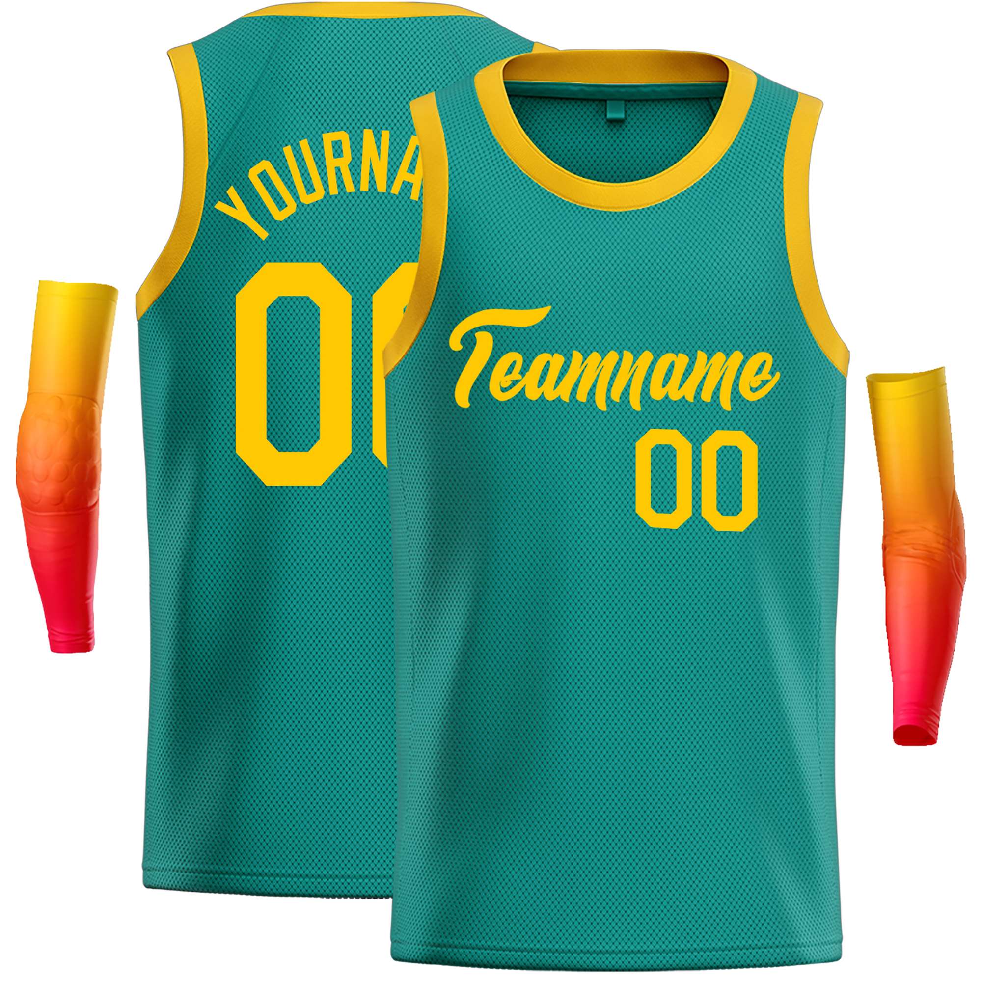 Custom Teal Yellow Classic Tops Casual Basketball Jersey