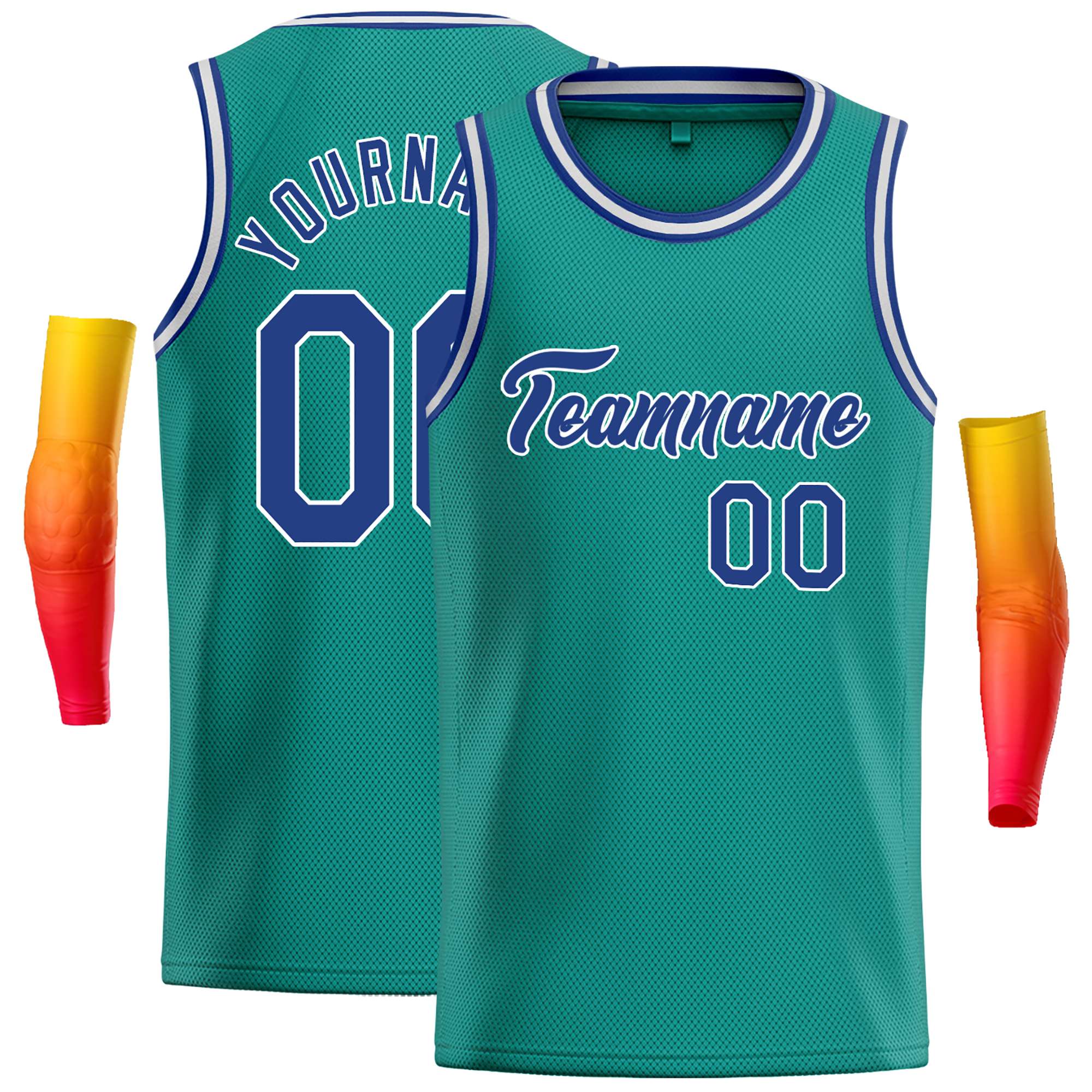 Custom Teal Royal-White Classic Tops Casual Basketball Jersey