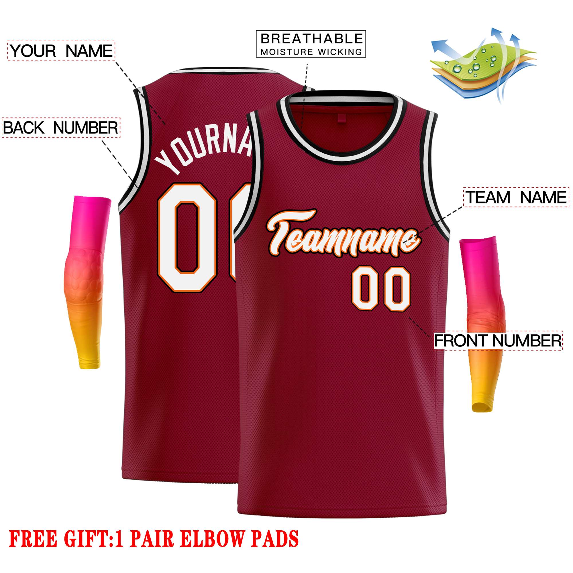 Custom Crimson White-Orange Classic Tops Casual Basketball Jersey