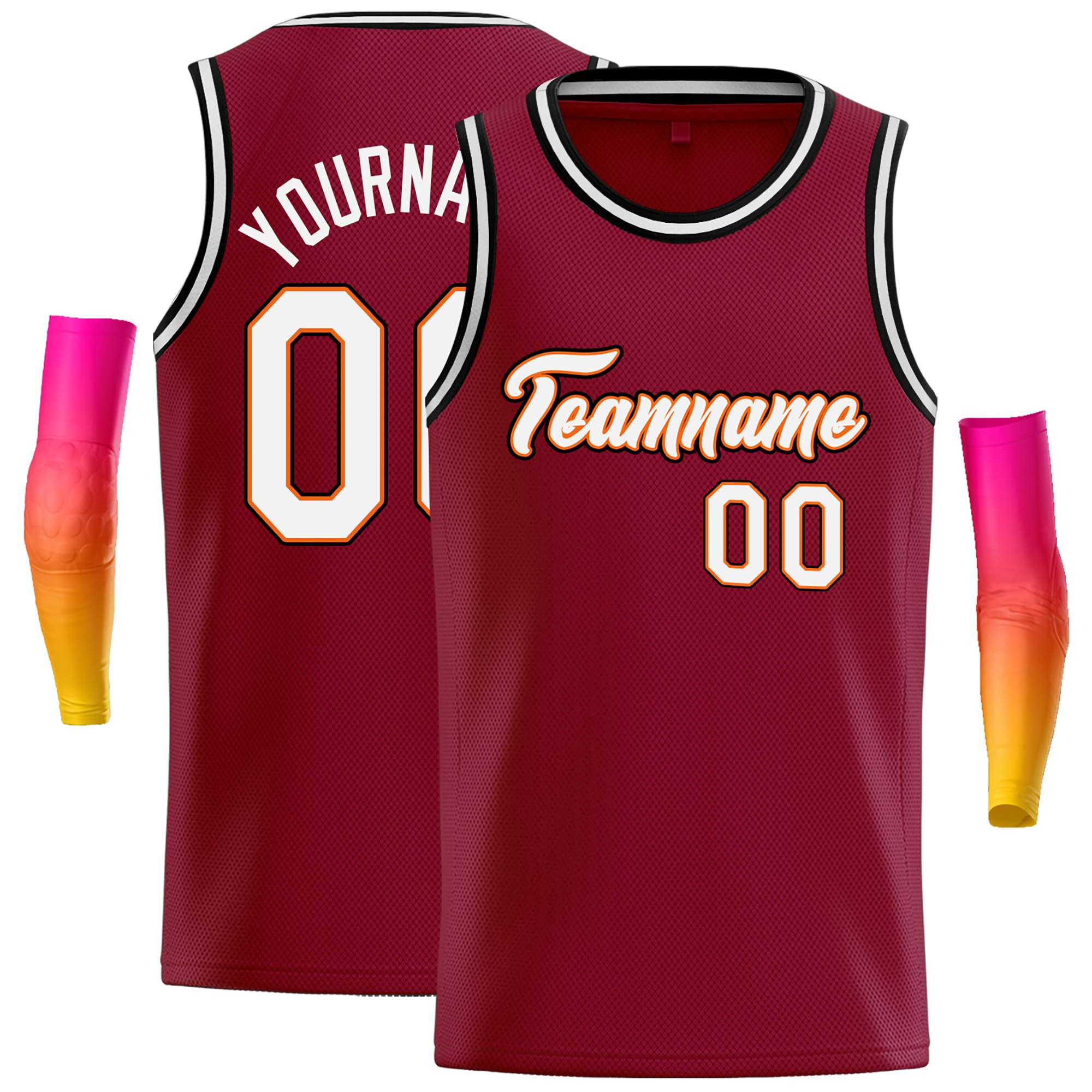 Custom Crimson White-Orange Classic Tops Casual Basketball Jersey