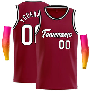 Custom Crimson White-Black Classic Tops Casual Basketball Jersey