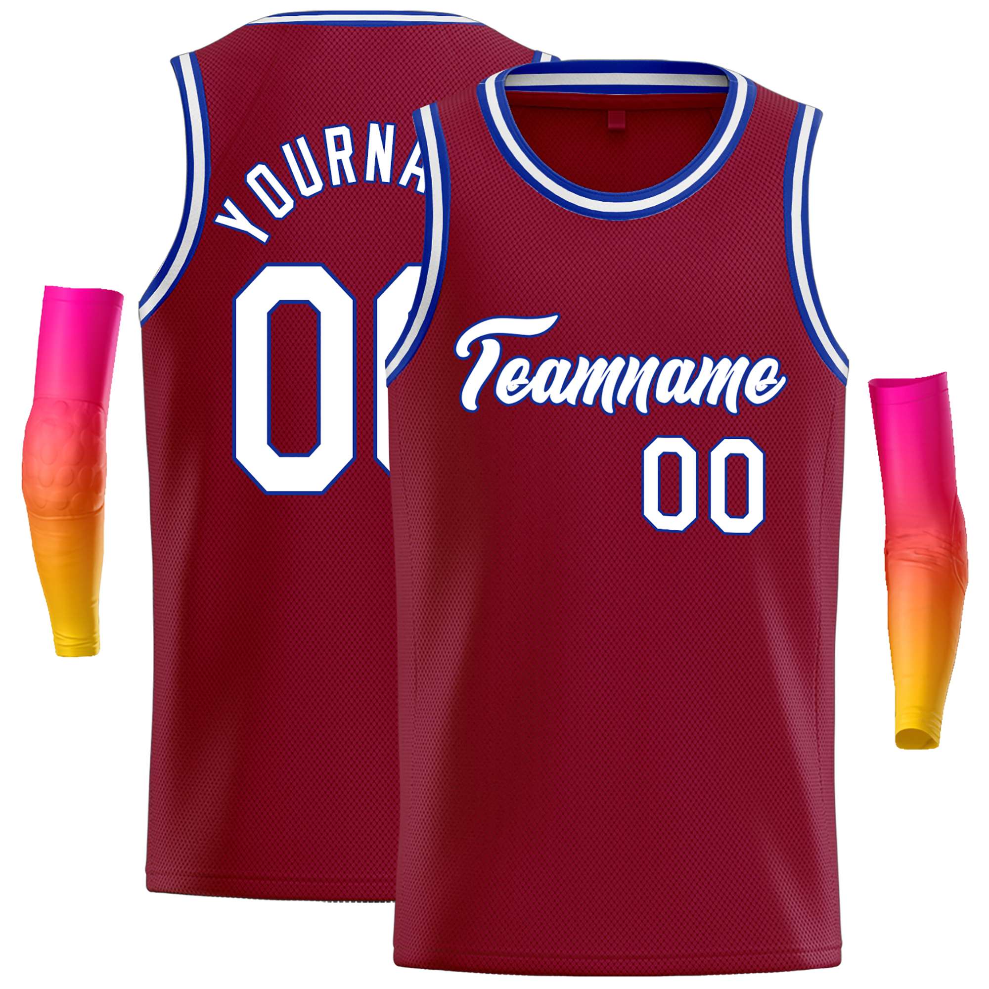 Custom Crimson White-Royal Classic Tops Casual Basketball Jersey