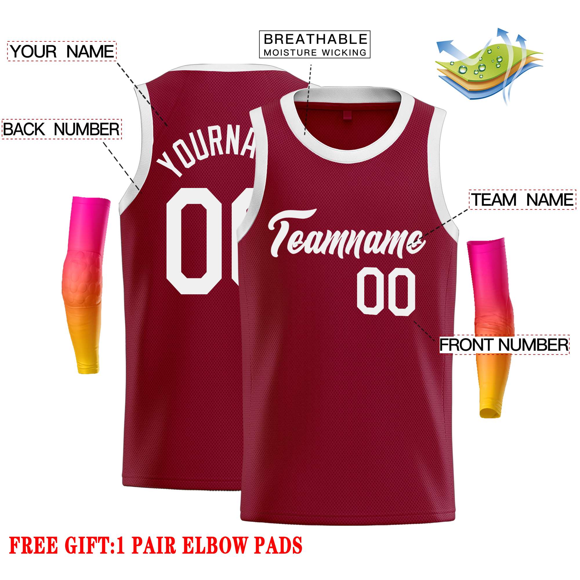 Custom Crimson White Classic Tops Casual Basketball Jersey