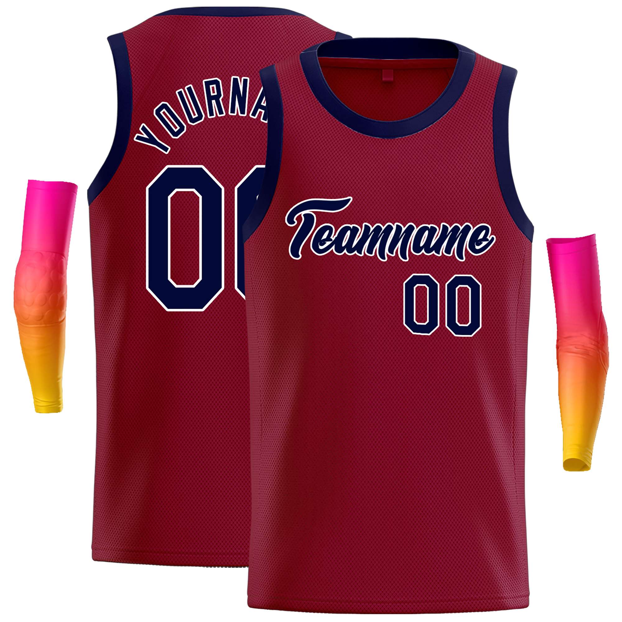 Custom Crimson Navy-White Classic Tops Casual Basketball Jersey