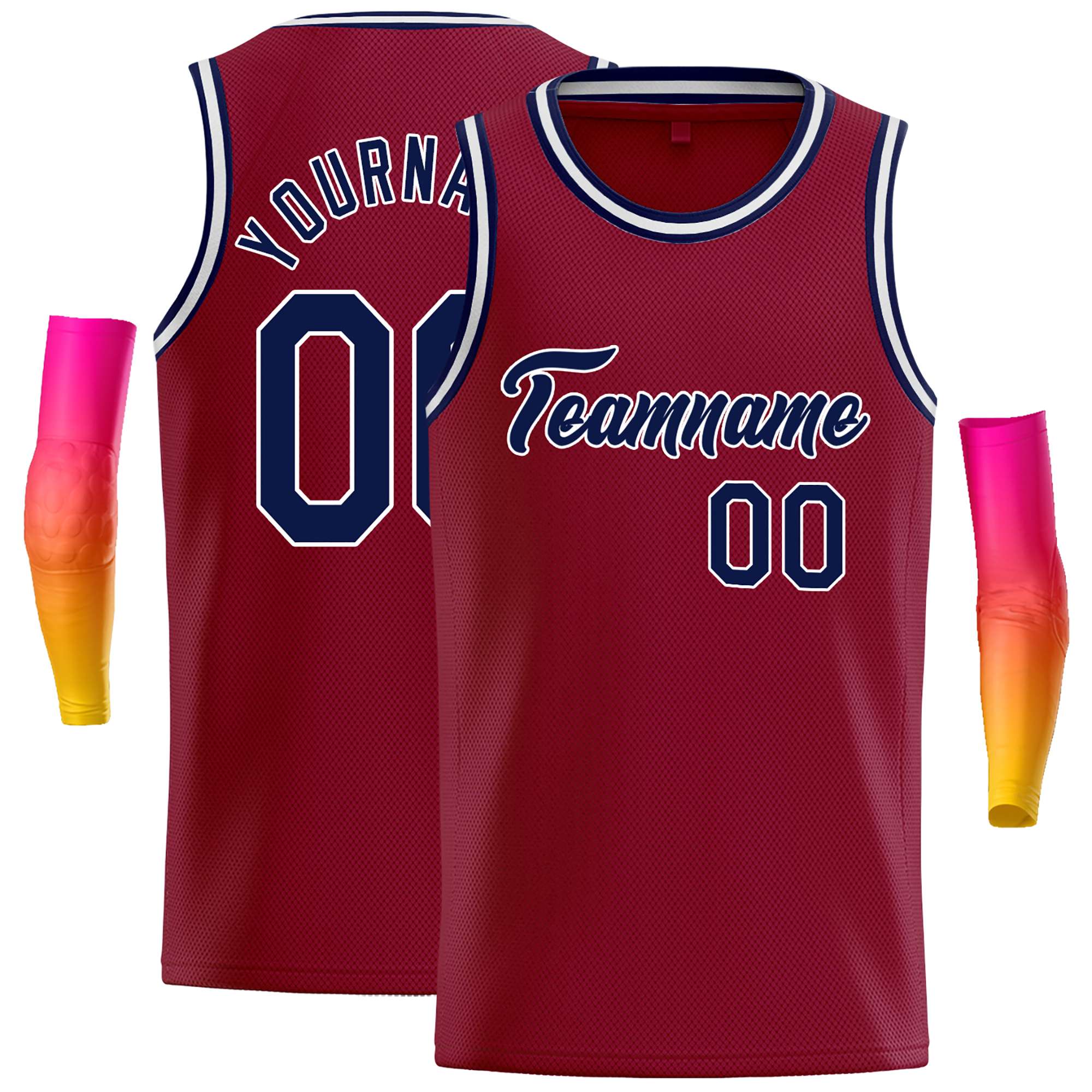 Custom Crimson Navy-White Classic Tops Casual Basketball Jersey