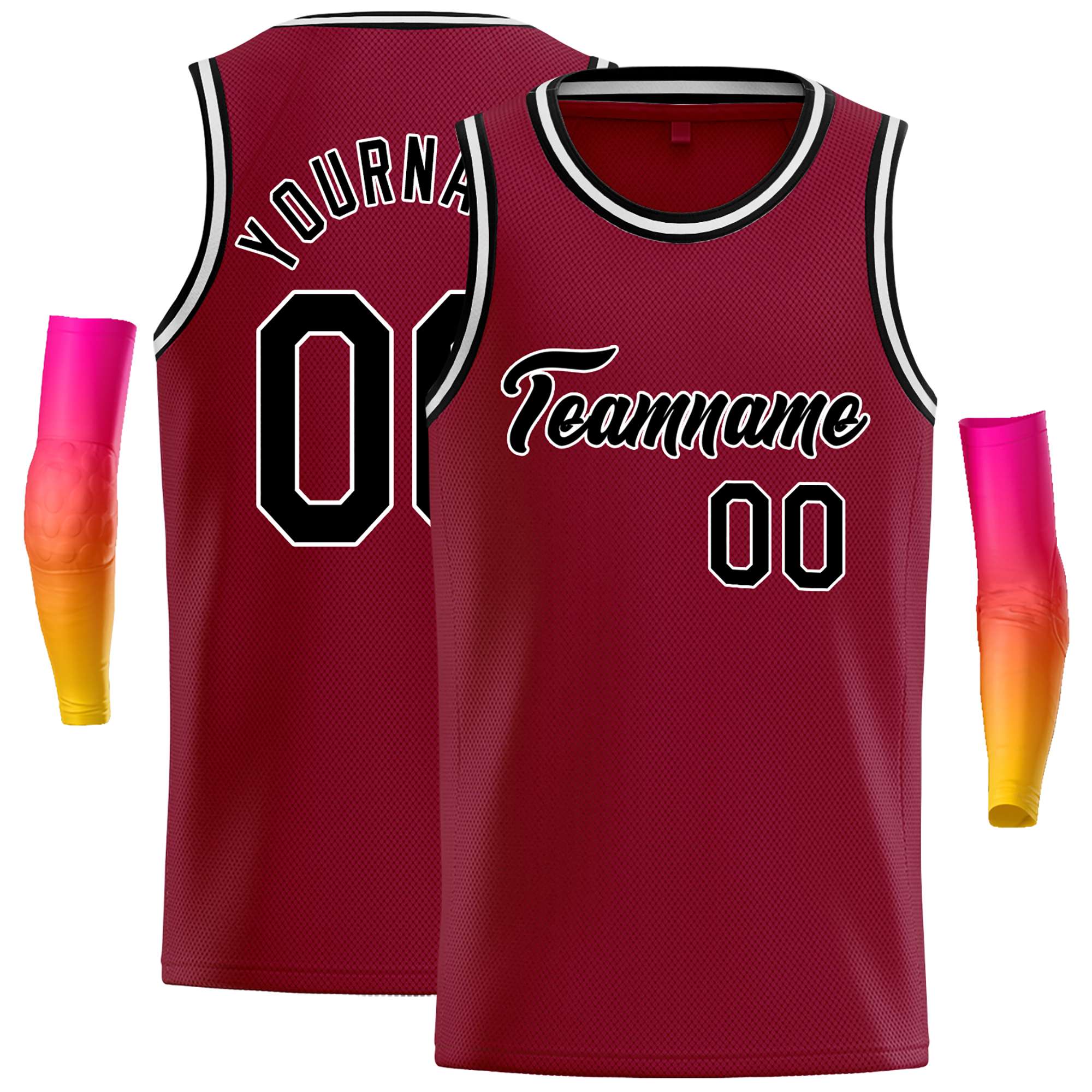 Custom Crimson Black-White Classic Tops Casual Basketball Jersey