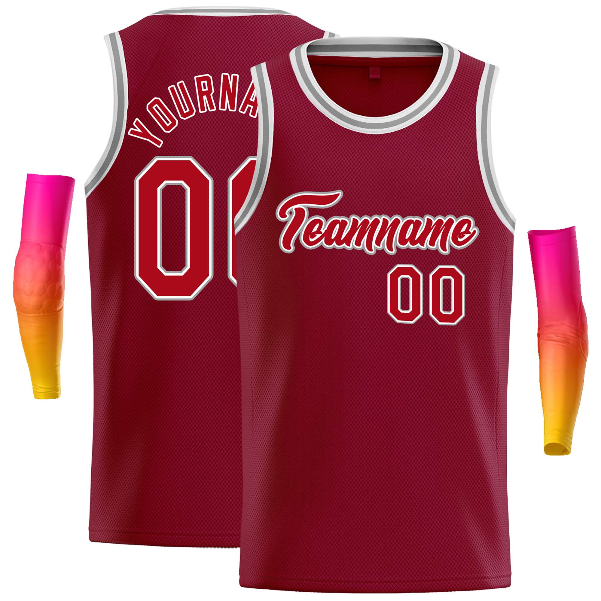 Custom Crimson White-White Classic Tops Casual Basketball Jersey