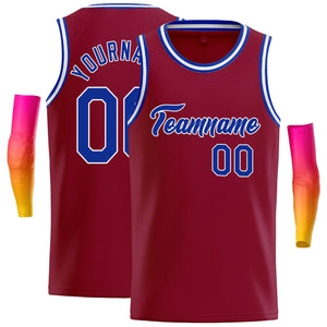 Custom Crimson Royal-White Classic Tops Casual Basketball Jersey