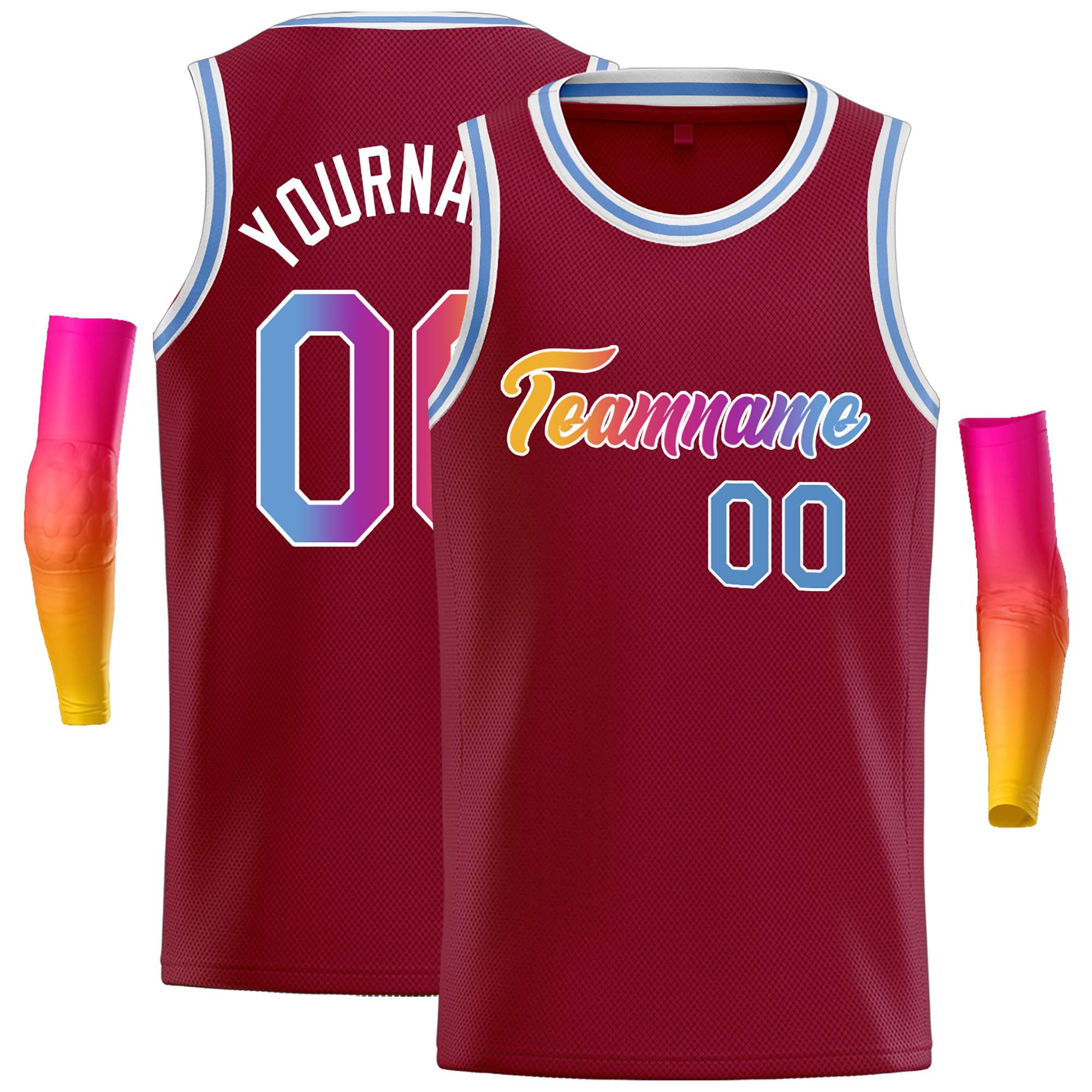 Custom Crimson Yellow-White Classic Tops Casual Basketball Jersey