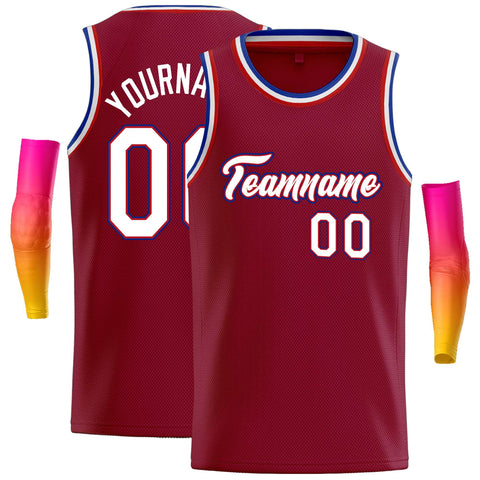 Custom Crimson White-Red Classic Tops Casual Basketball Jersey